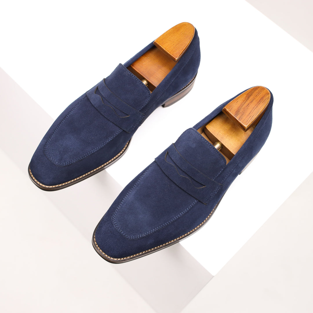 Men's Suede Penny Loafers | Slip On Keeper Strap Hero