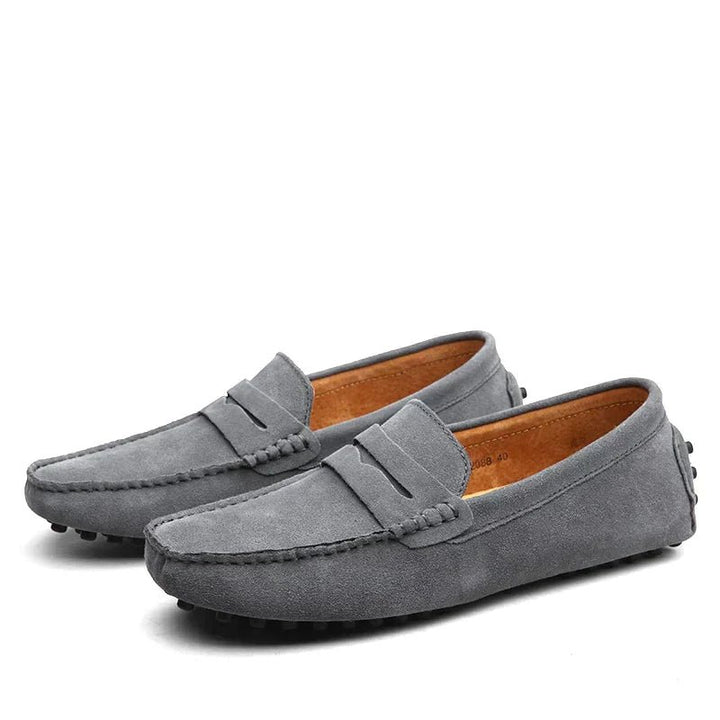 Men's Suede Slip-On Loafers | Penny Bar Casual Fit Back