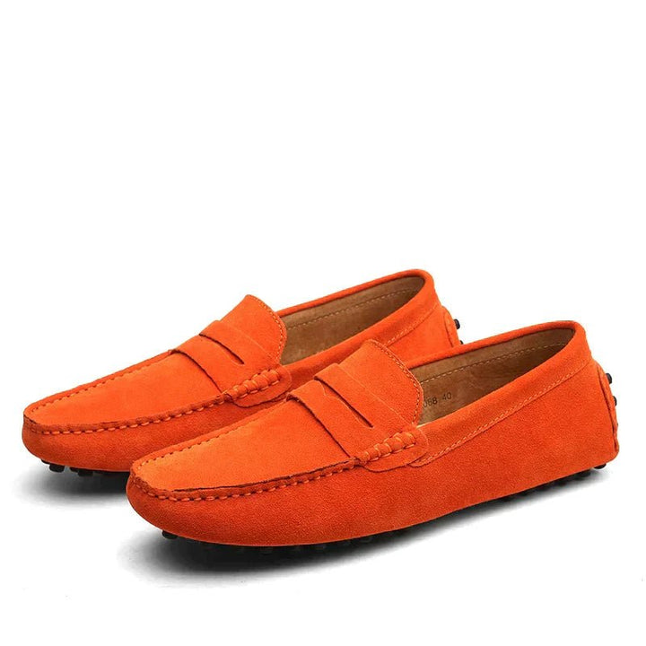 Men's Suede Slip-On Loafers | Penny Bar Casual Fit Close Up