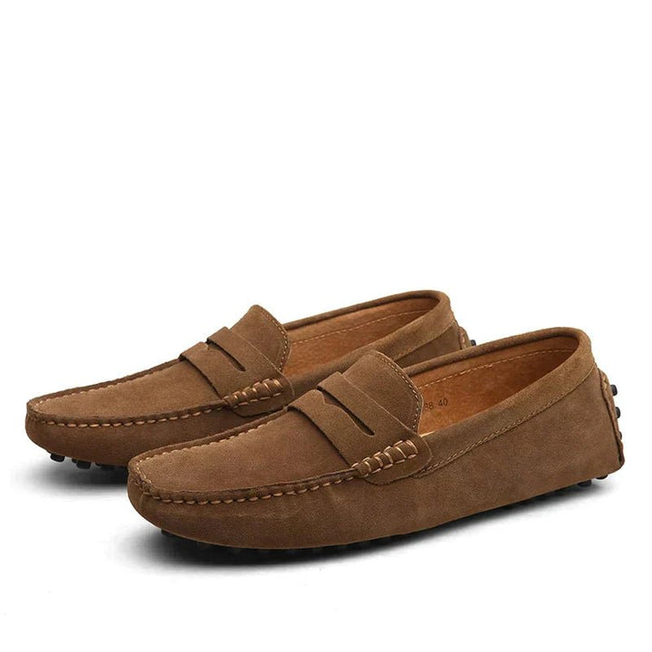 Men's Suede Slip-On Loafers | Penny Bar Casual Fit Hero