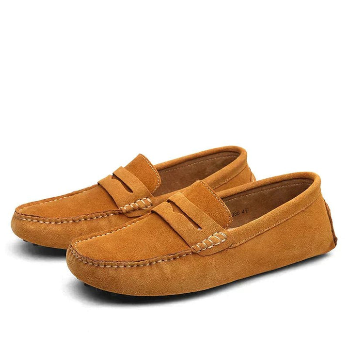 Men's Suede Slip-On Loafers | Penny Bar Casual Fit Side