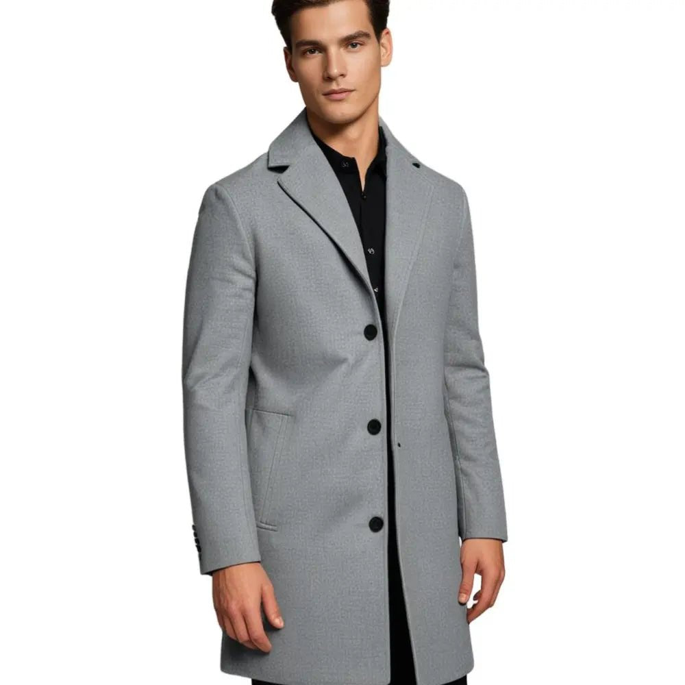 Men's Tailored Long Winter Overcoat | Single Breasted Longline Fit Back