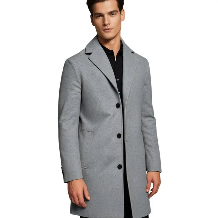 Men's Tailored Long Winter Overcoat | Single Breasted Longline Fit Back