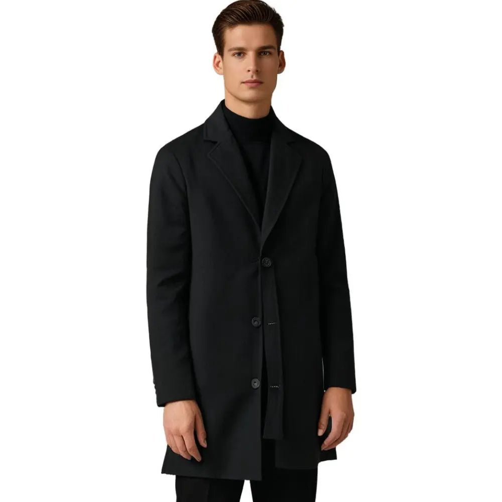 Men's Tailored Long Winter Overcoat | Single Breasted Longline Fit Full