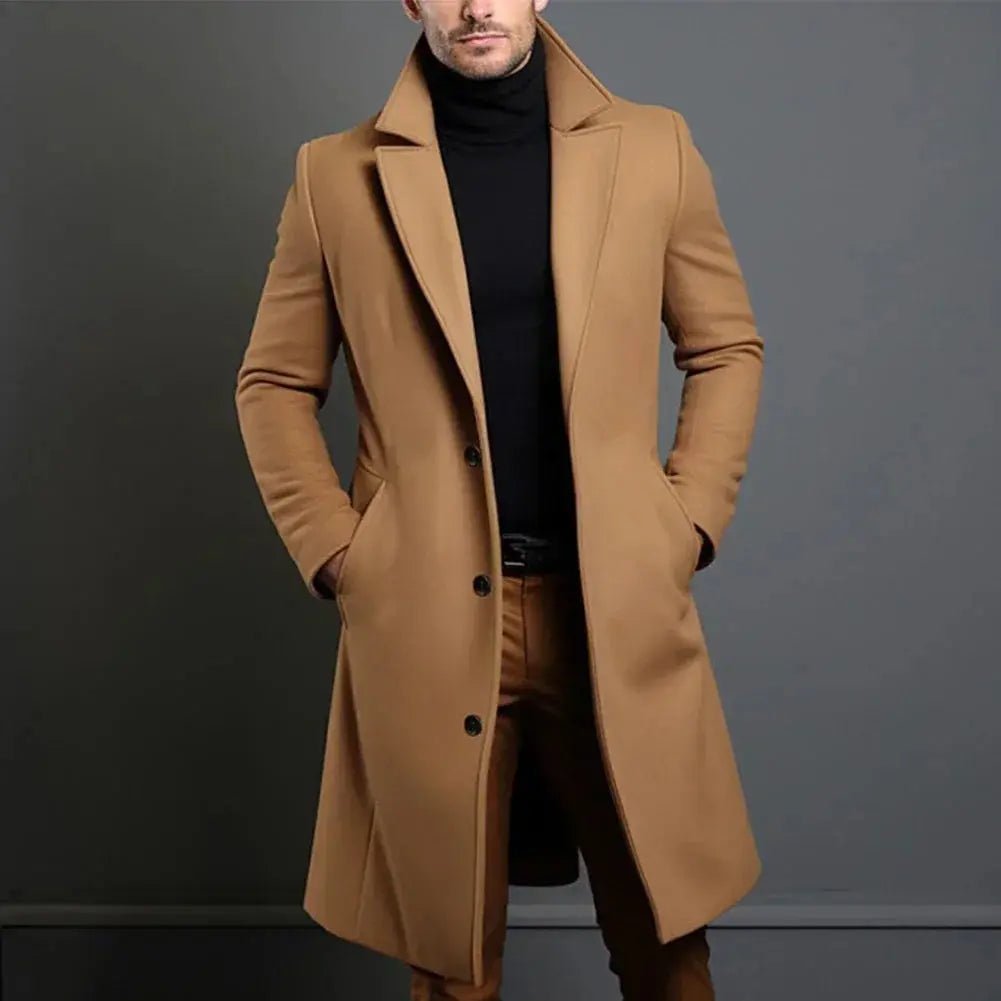 Men's Tailored Long Winter Overcoat | Single Breasted Longline Fit Hero