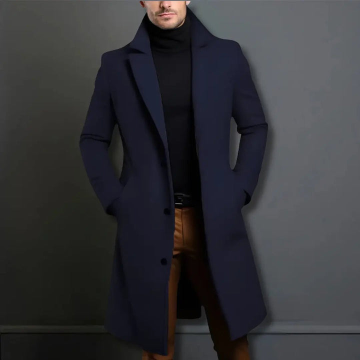 Men's Tailored Long Winter Overcoat | Single Breasted Longline Fit Lifestyle