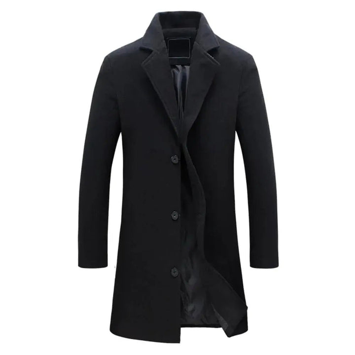 Men's Tailored Long Winter Overcoat | Single Breasted Longline Fit Side