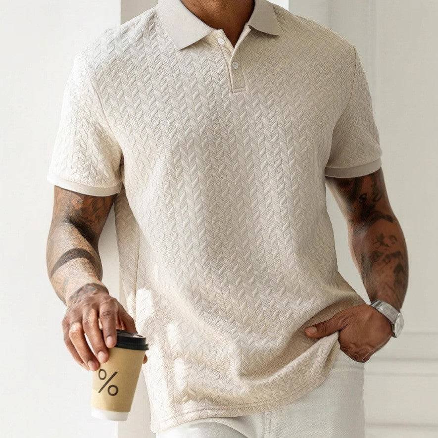 Men's Textured Polo Shirt | Breathable Knit Summer Fit Detail
