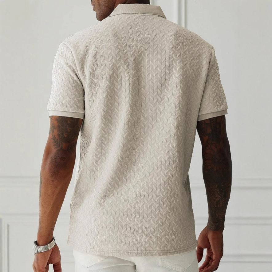 Men's Textured Polo Shirt | Breathable Knit Summer Fit Side