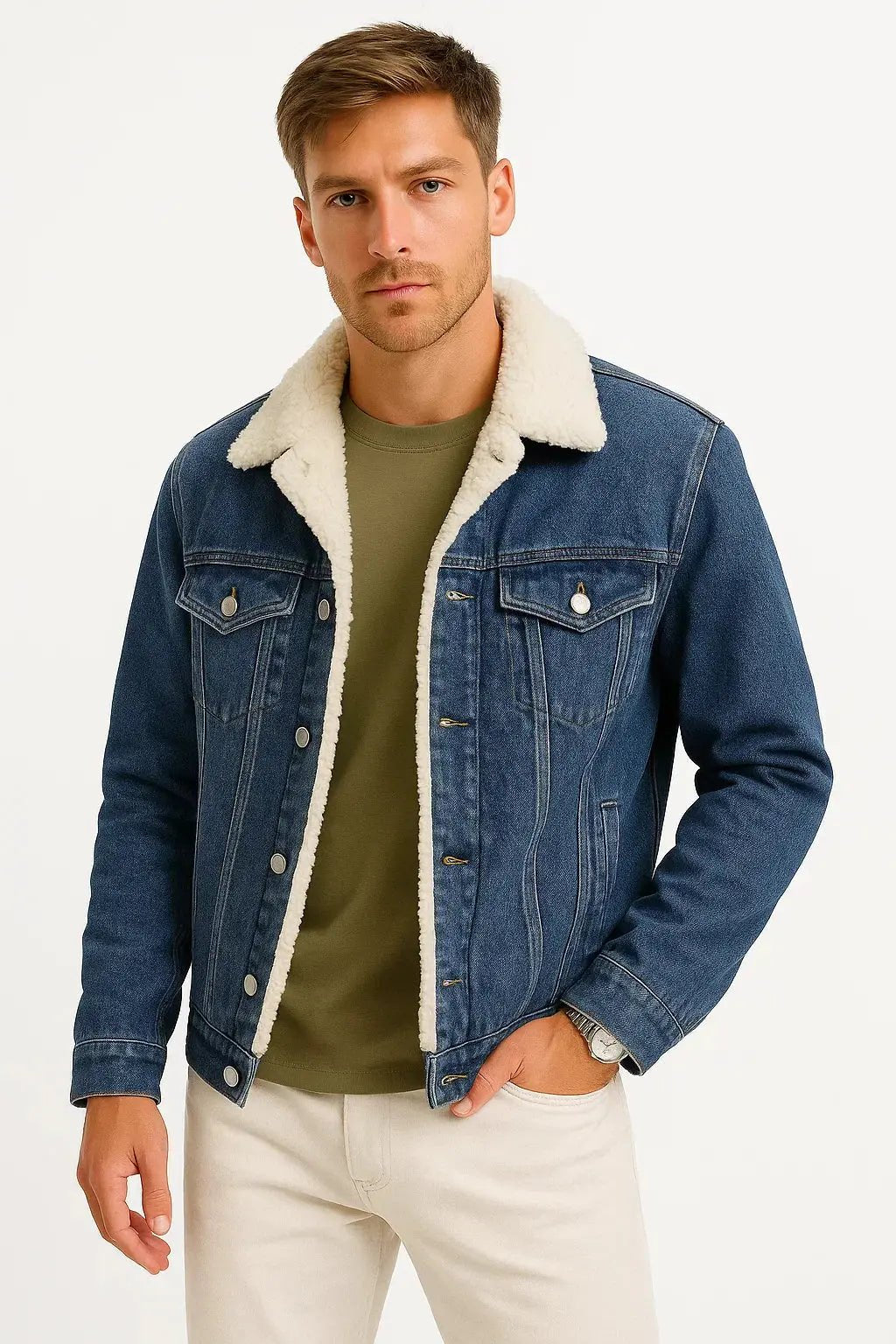Men's Thick Lined Winter Jacket | Loose Fit with Sherpa Collar Hero