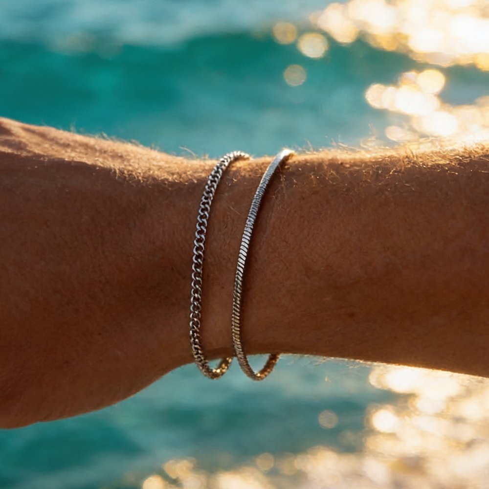 Men's Thin Chain Bracelet Pack | Layered Wrist Stack Set Hero