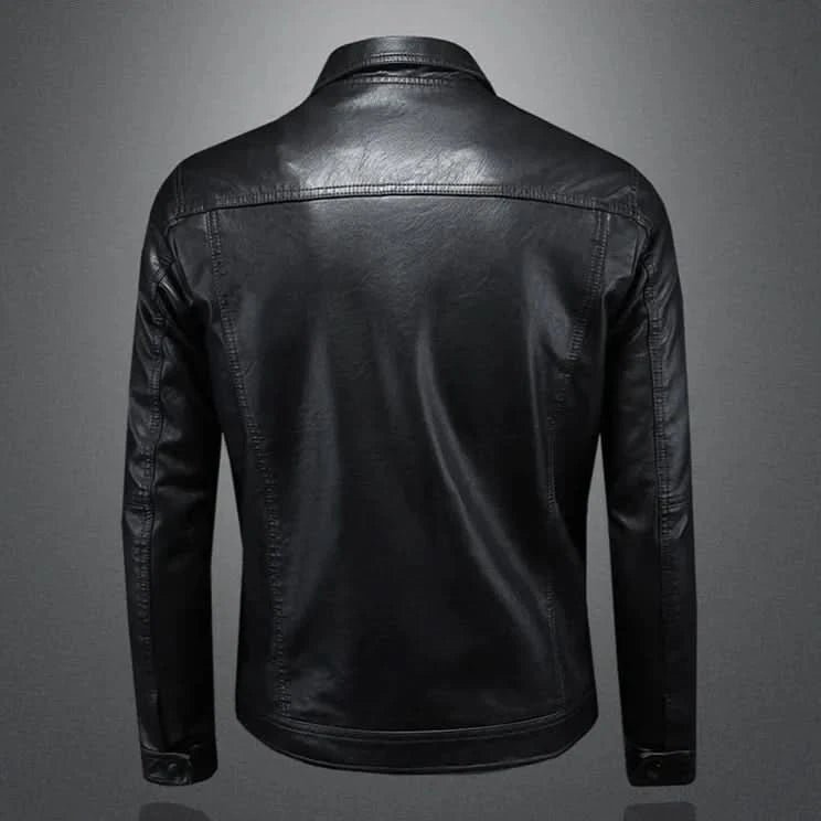 Men's Trucker Leather Jacket | Slim Fit Night Edge Detail