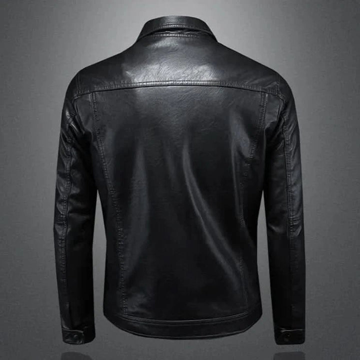 Men's Trucker Leather Jacket | Slim Fit Night Edge Detail