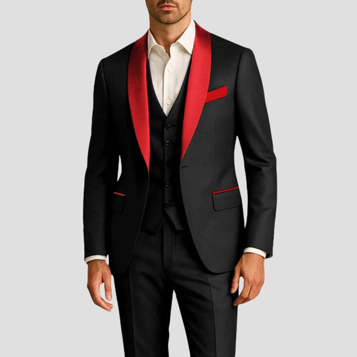 Men's Tuxedo Suit | Three Piece Slim Fit Formal Wedding Close Up