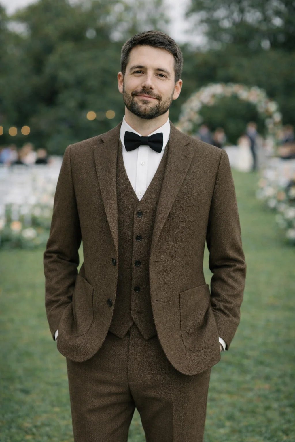 Men's Tweed Wedding 3-Piece Suit | Waistcoat Tailored Formal Set Side