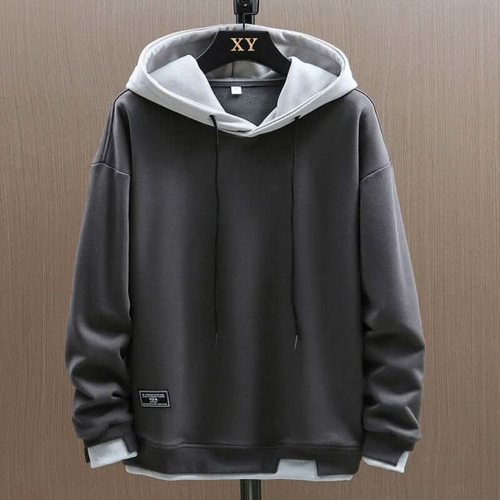 Men's Two Tone Hoodie | Relaxed Fit Contrast Hood Back