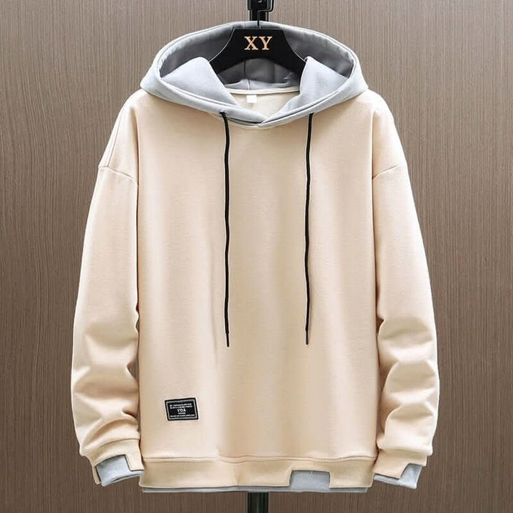 Men's Two Tone Hoodie | Relaxed Fit Contrast Hood Close Up