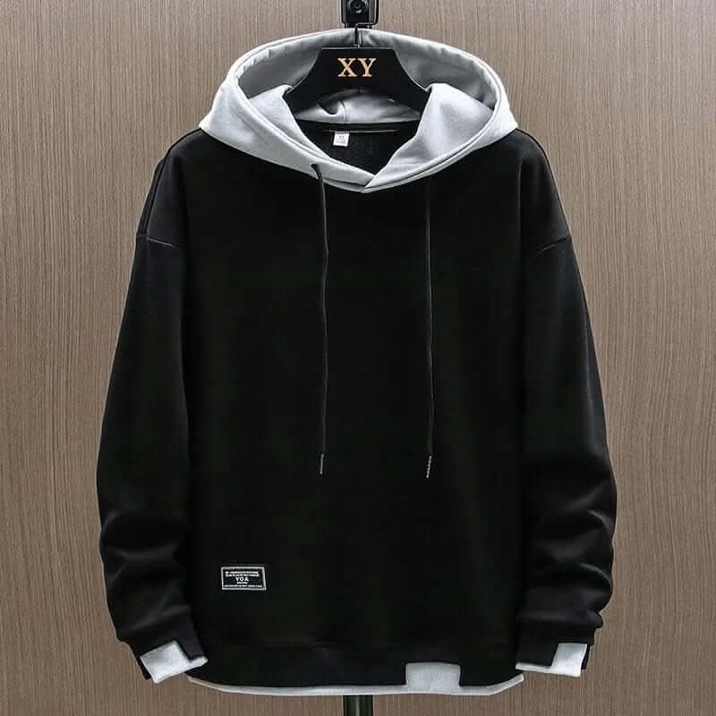 Men's Two Tone Hoodie | Relaxed Fit Contrast Hood Side