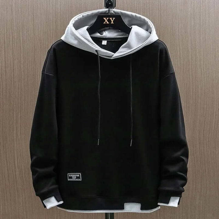 Men's Two Tone Hoodie | Relaxed Fit Contrast Hood Side
