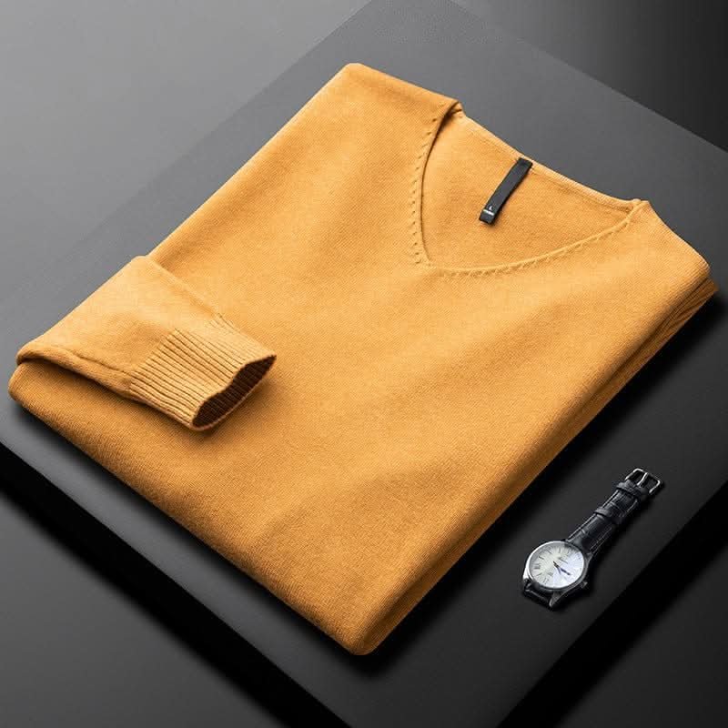 Men's V-Neck Cashmere Jumper | Fine Knit Relaxed Fit Front