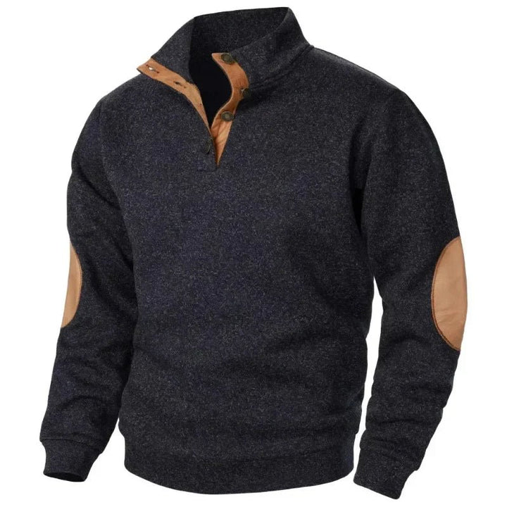 Men's V-Neck Sweatshirt | Casual Outdoor Elbow Patch Fit Angle
