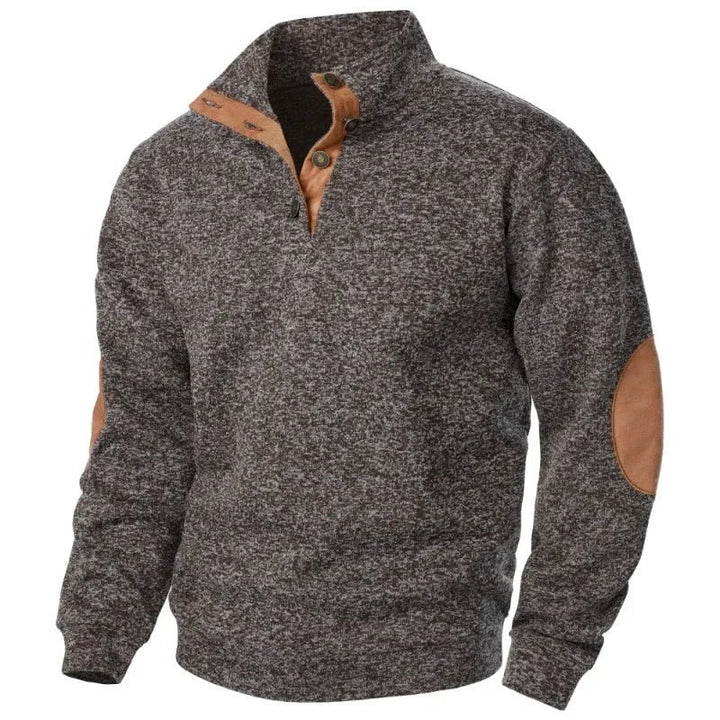 Men's V-Neck Sweatshirt | Casual Outdoor Elbow Patch Fit Detail