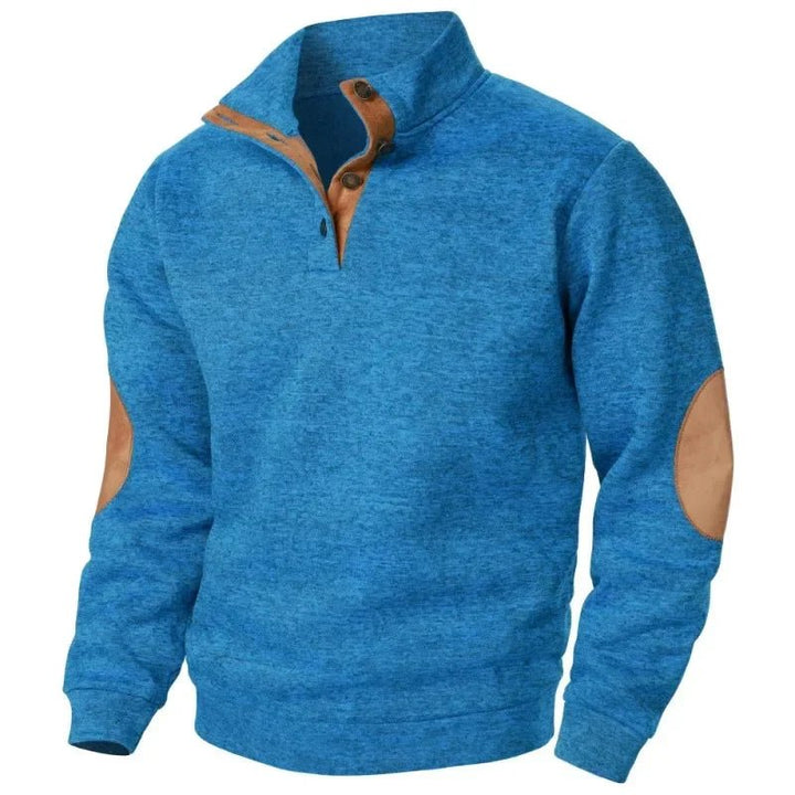 Men's V-Neck Sweatshirt | Casual Outdoor Elbow Patch Fit Full