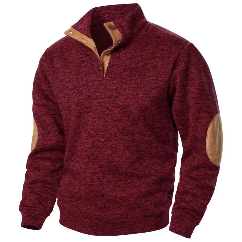 Men's V-Neck Sweatshirt | Casual Outdoor Elbow Patch Fit Hero