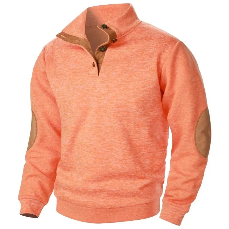 Men's V-Neck Sweatshirt | Casual Outdoor Elbow Patch Fit Lifestyle