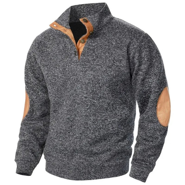 Men's V-Neck Sweatshirt | Casual Outdoor Elbow Patch Fit Side