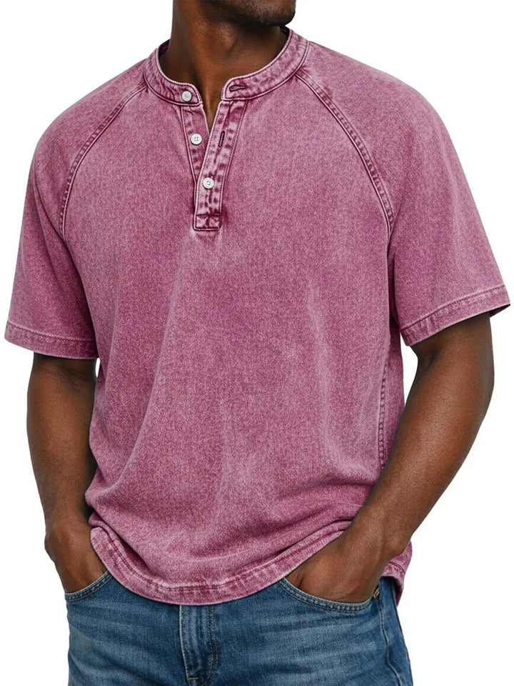 Men's Vintage Button Shirt | Henley Placket Relaxed Fit Alternate