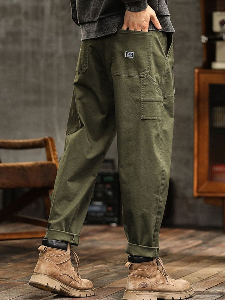 Men's Vintage Casual Trousers | Utility Fit with Rolled Cuff Back