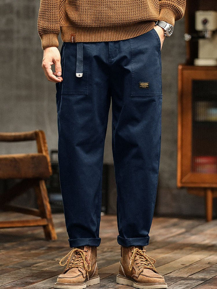 Men's Vintage Casual Trousers | Utility Fit with Rolled Cuff Side