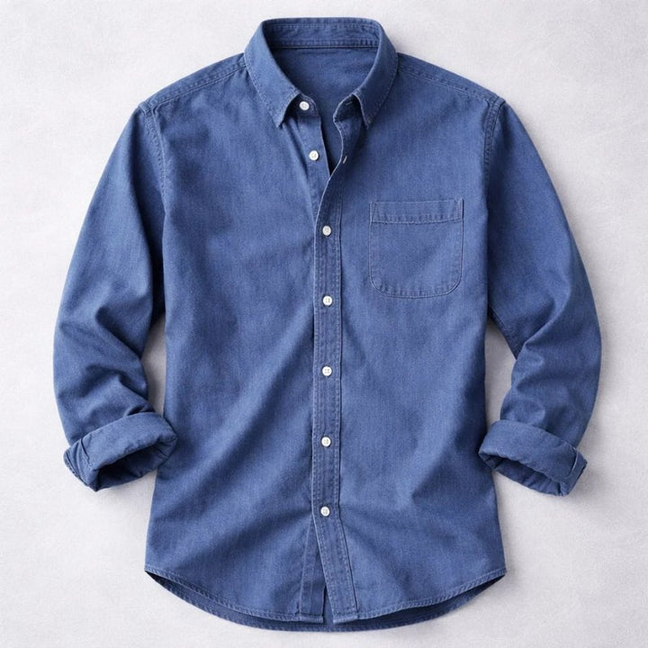 Men's Vintage Cotton Shirt | Chambray Relaxed Fit Back