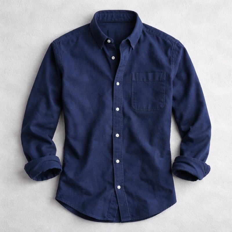 Men's Vintage Cotton Shirt | Chambray Relaxed Fit Close Up