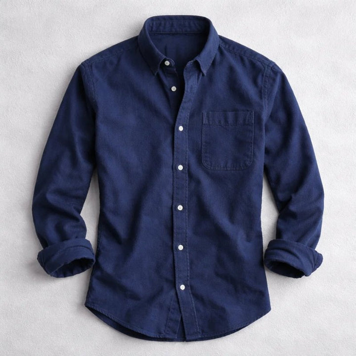 Men's Vintage Cotton Shirt | Chambray Relaxed Fit Close Up