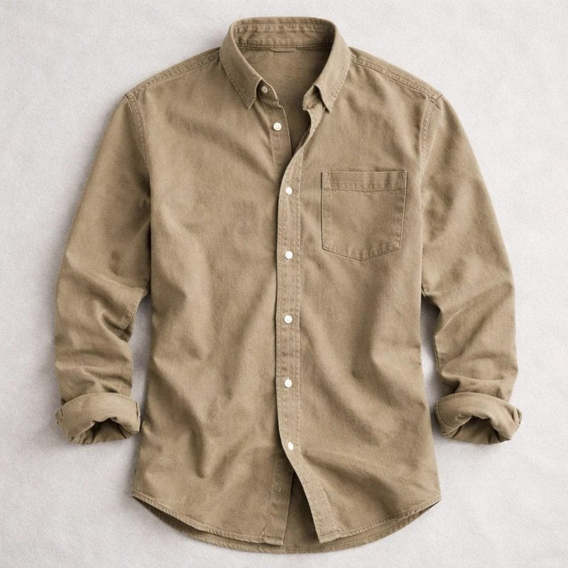 Men's Vintage Cotton Shirt | Chambray Relaxed Fit Detail