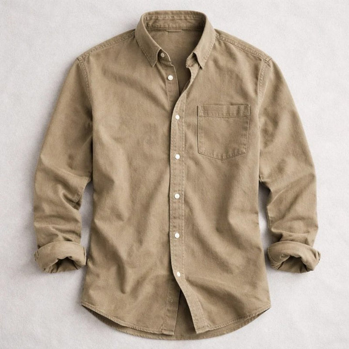 Men's Vintage Cotton Shirt | Chambray Relaxed Fit Detail