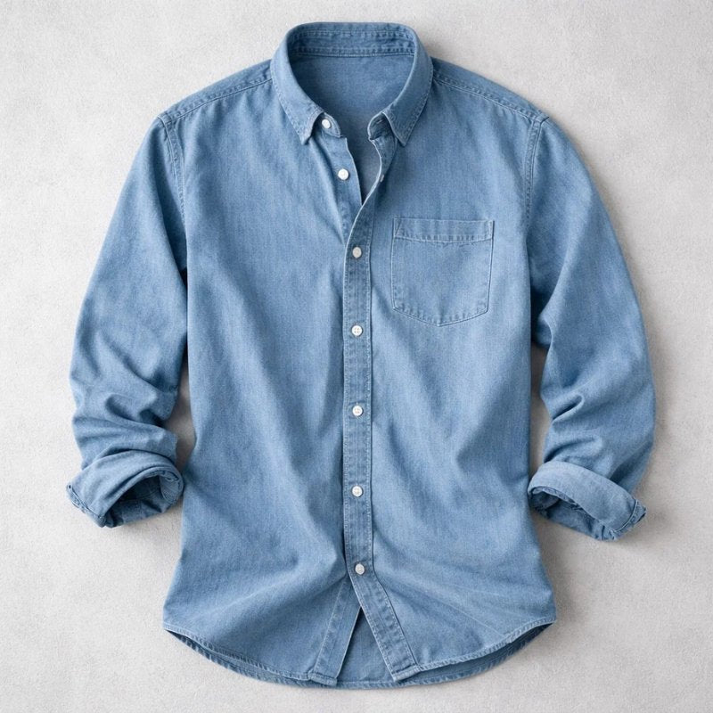 Men's Vintage Cotton Shirt | Chambray Relaxed Fit Front