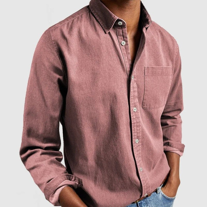 Men's Vintage Cotton Shirt | Chambray Relaxed Fit Full