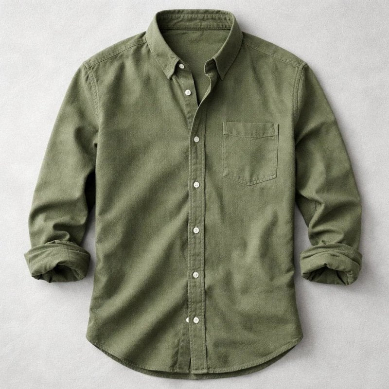 Men's Vintage Cotton Shirt | Chambray Relaxed Fit Side