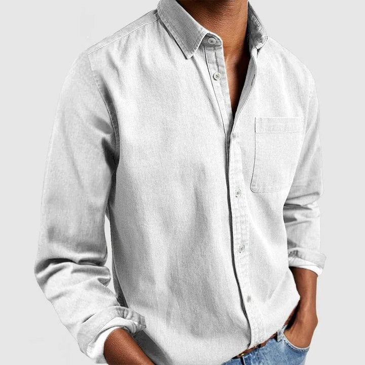 Men's Vintage Cotton Shirt | Chambray Relaxed Fit View 11