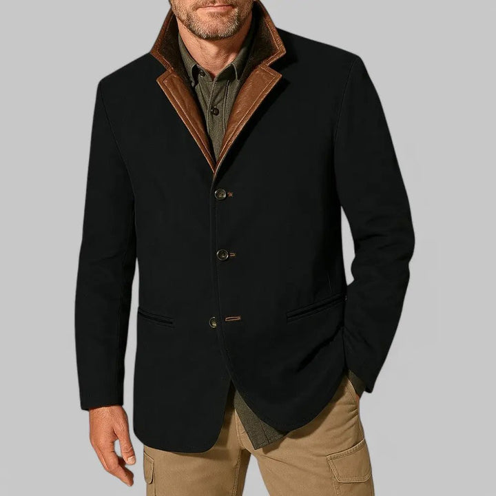 Men's Vintage Field Jacket | Layered Collar Casual Fit Close Up