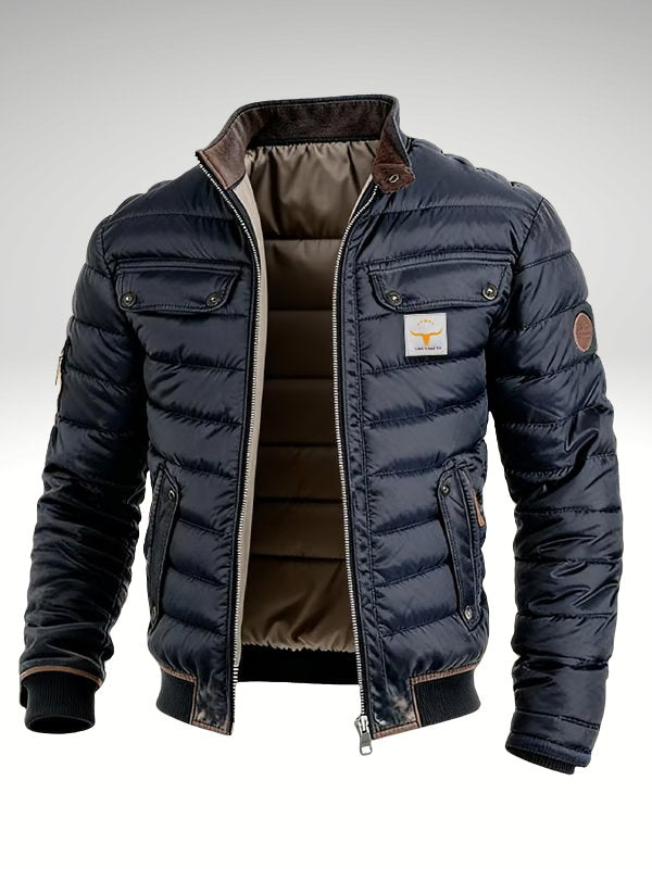Men's Vintage Quilted Jacket | Relaxed Fit Dual Chest Pockets Front