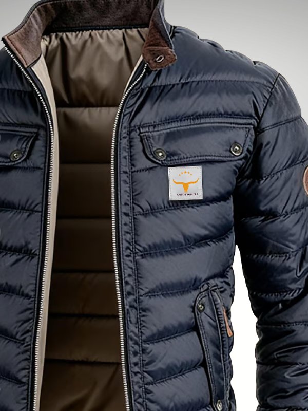 Men's Vintage Quilted Jacket | Relaxed Fit Dual Chest Pockets Side