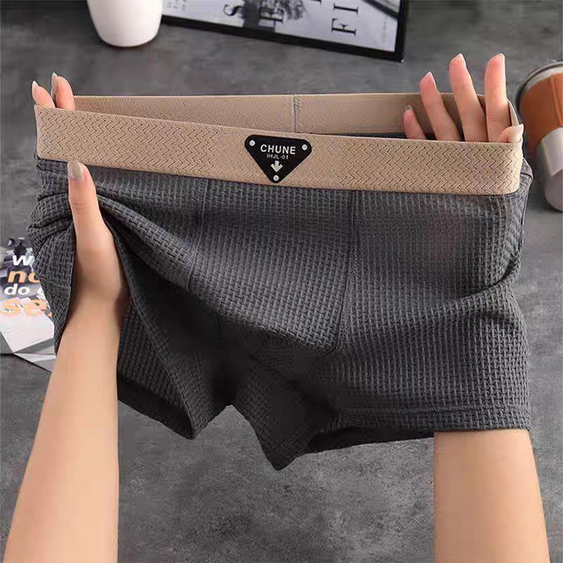 Men's Waffle Knit Cotton Boxer Briefs with No-Roll Waistband Detail