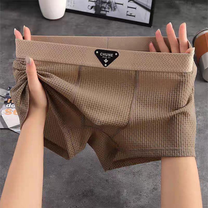 Men's Waffle Knit Cotton Boxer Briefs with No-Roll Waistband Lifestyle