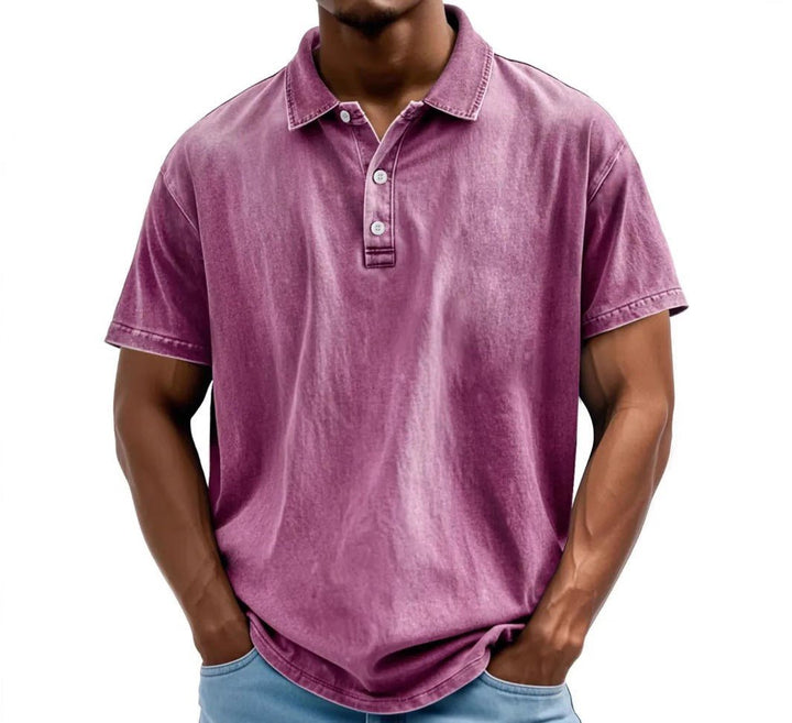 Men's Washed Vintage Style Polo Shirt Alternate