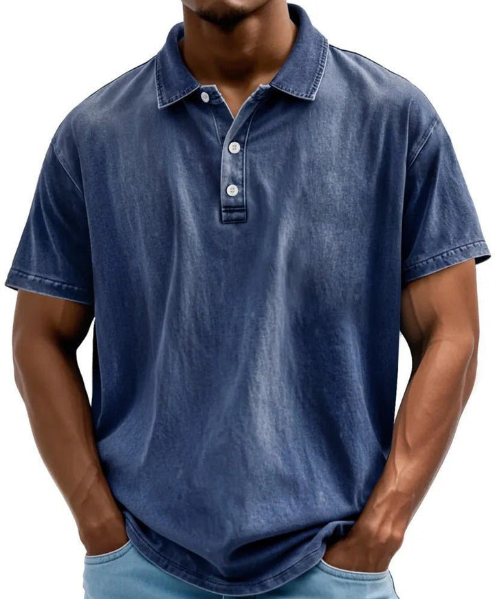 Men's Washed Vintage Style Polo Shirt Lifestyle