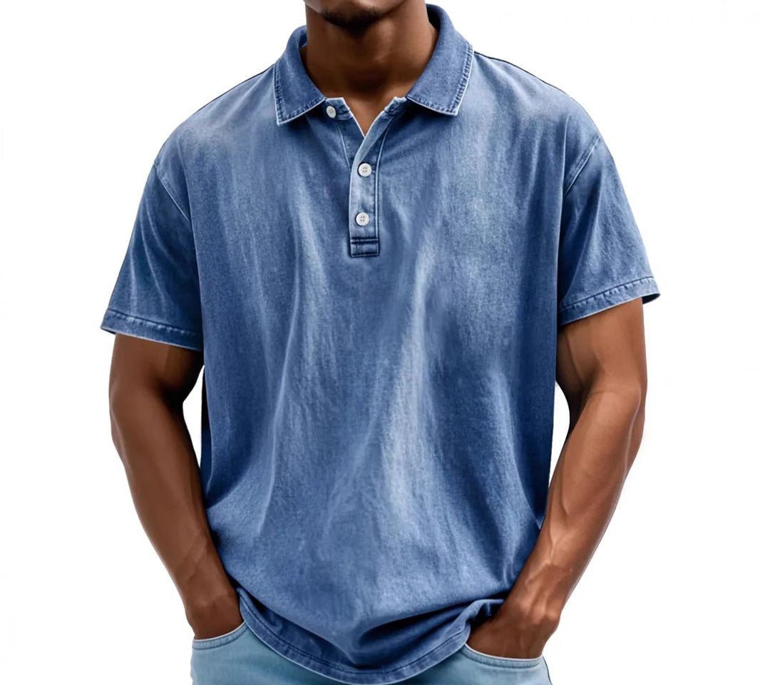 Men's Washed Vintage Style Polo Shirt Side